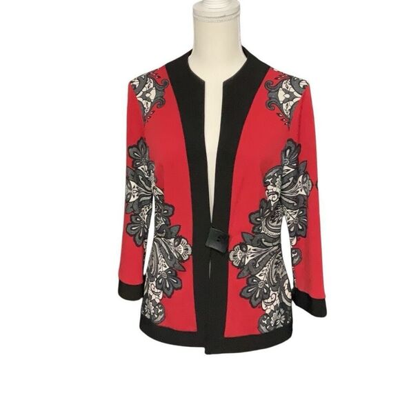 Joseph Ribkoff Black Red One Button Womens Blazer Size US 8 - Picture 1 of 5